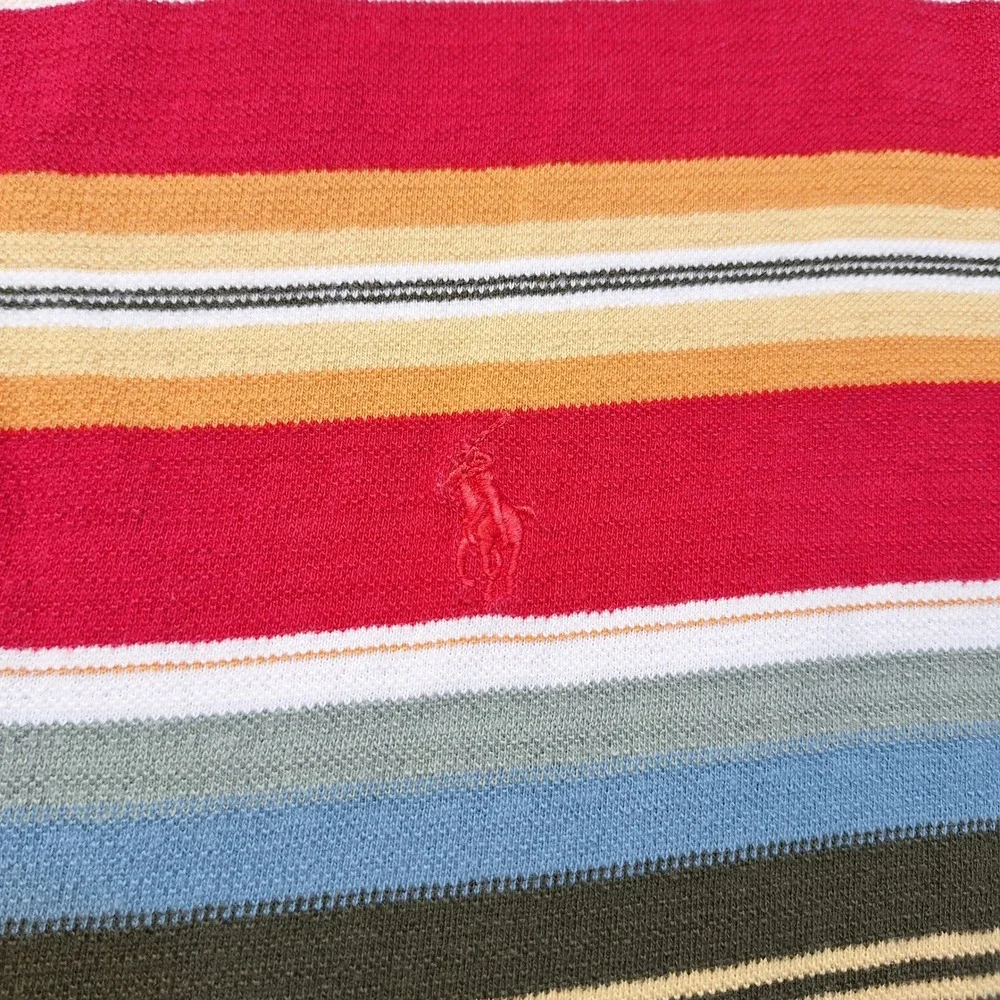 Polo Ralph Lauren Mens XL Multi Color Striped Short Sleeve Cotton Polo Shirt